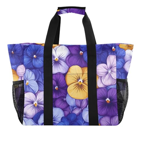 Beauty Spring Bunte Blumen-Allzwecktasche für Kofferraum, Einkaufstaschen für Lebensmittel, zusammenklappbar, Strandtasche, wasserabweisend, Segeltuch, Auto-Tragetasche von tplaotee