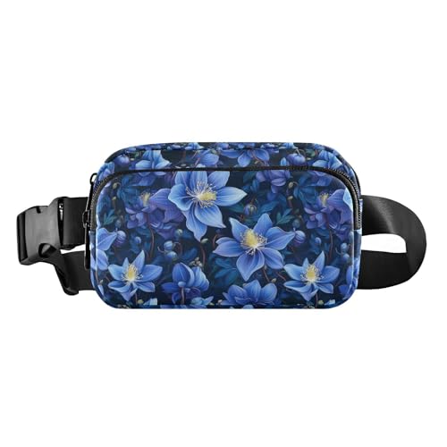 Beauty Spring Gürteltasche mit blauen Blumen, für Damen, Herren, Teenager, Mehrzweck-Schultertasche, Reisezubehör mit verstellbarem Gurt, für Radfahren, Wandern, Fitnessstudio von tplaotee