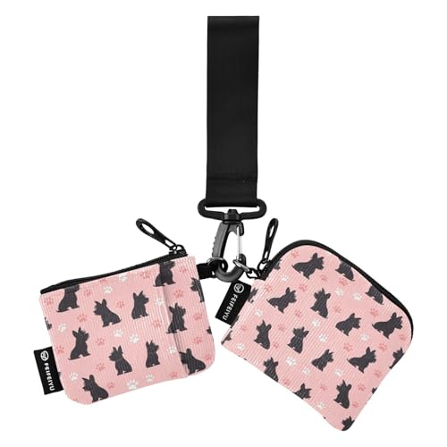 Black Scottish Terrier Paw Peach Dual Wristlet Wallets for Women Mini Fashion Wristlet Wallet Key Holder with Zipper Pocket for Men 2 Packs, Schwarzer Scottish Terrier Paw Pfirsich, 1 size, Art Deco von tplaotee