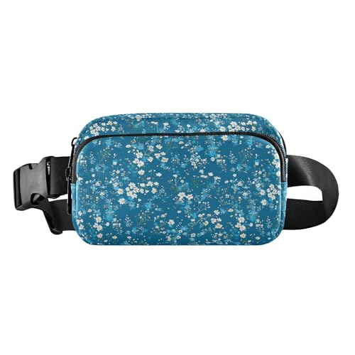 Blaue und weiße Ölgemälde-Blumen, modische Gürteltasche für Damen und Herren, wasserdichte Brusttasche, Gürteltasche mit verstellbarem Gurt, für Reisen, Laufen, Wandern von tplaotee