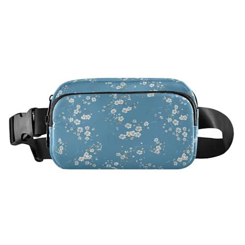 Blaue und weiße Ölgemälde-Blumen, trendige Hüfttasche für Damen, Herren, Teenager, Mehrzweck-Brustgürtel, Bauchtasche mit verstellbarem Gurt für Reisen, Einkaufen, Laufen von tplaotee
