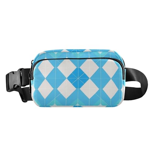 Blue Lozenge Rhomb Fashion Crossbody Bag Hüfttasche für Damen Herren Teenager Mehrzweck-Umhängetasche mit verstellbarem Riemen für Workout, Laufen, Wandern von tplaotee