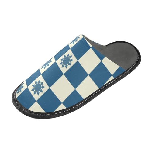 Blue Sun Damenhausschuhe mit Karomuster und Memory-Schaum für Haus, Schlafzimmer von tplaotee