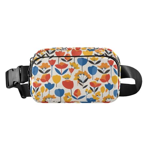 Boho Retro Blumen Blüte Mode Bauchtasche Hüfttasche für Männer Frauen Mehrzweck-Schultertasche Reise unverzichtbar mit verstellbarem Gurt für Workout Laufen Wandern von tplaotee