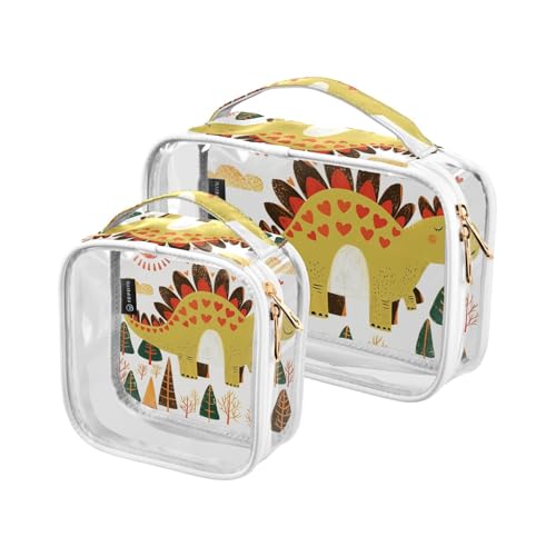 Bolsa de Maquillaje Kulturbeutel für Herren, transparent, dekorativ, TSA-genehmigt, Kritzelei-Stil, Cartoon-Dinosaurier, herzförmig, tragbar, Kosmetiktasche, Reisezubehör, 2 Stück Bolsa de Maquillaje Kulturbeutel für Herren, transparent, dekorativ, TSA-genehmigt, Kritzelei-Stil, Cartoon-Dinosaurier, herzförmig, tragbar, Kosmetiktasche, Reisezubehör, 2 Stück von tplaotee