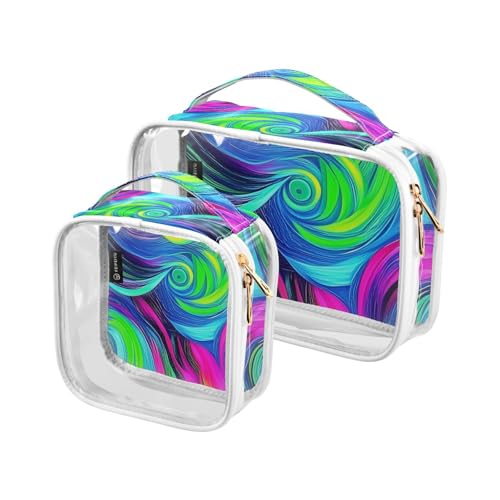 Bolsa de almacenamiento Kulturbeutel, dekorativ, zum Aufhängen, TSA-genehmigt, Neonfarbe, abstrakt, unregelmäßige Textur, tragbare Kosmetiktaschen für Damen, Reise-Set, Rasierset, 2 Stück von tplaotee