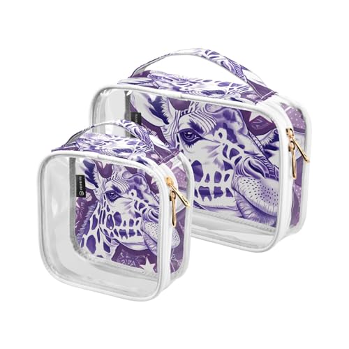Bolsa de almacenamiento Kulturbeutel für Herren, transparent, dekorativ, TSA-genehmigt, Giraffe, violettes Gesicht, wasserdicht, transparent, 2 Stück Bolsa de almacenamiento Kulturbeutel für Herren, transparent, dekorativ, TSA-genehmigt, Giraffe, violettes Gesicht, wasserdicht, transparent, 2 Stück von tplaotee