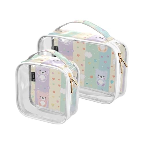 Bolsa de almacenamiento Kulturbeutel für Herren, transparent, dekorativ, TSA-zugelassen, Bär, Cartoon, tragbare Kosmetiktaschen für Damen, Reise-Set, Rasierutensilien, 2 Stück von tplaotee