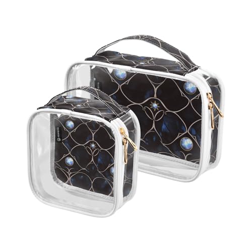 Bolsa de maquillaje Kulturbeutel zum Aufhängen, transparent, dekorativ, TSA-genehmigt, schwarze Perle, multifunktionale Reise-Kosmetiktasche, Herren, 2 Stück Bolsa de maquillaje Kulturbeutel zum Aufhängen, transparent, dekorativ, TSA-genehmigt, schwarze Perle, multifunktionale Reise-Kosmetiktasche, Herren, 2 Stück von tplaotee