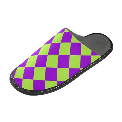 Buffalo Plaid Grün Lila Damen Hausschuhe Frauen Home Slippers Indoor mit Memory-Schaum für Haus, Schlafzimmer von tplaotee