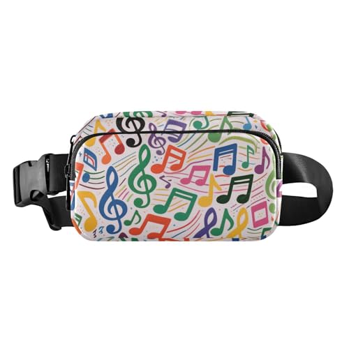 Bunte Cartoon-Musik-Symbole, niedliche Bauchtasche, Hüfttasche für Damen und Herren, Mehrzweck-Umhängetasche, Gürteltasche mit verstellbarem Gurt für Workout, Laufen, Wandern von tplaotee