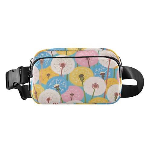 Bunte Cartoon-Pusteblumen-Gürteltasche für Damen, Herren, Teenager, kleine Umhängetasche, Reisepass-Tasche mit verstellbarem Gurt, für Workout, Laufen, Wandern von tplaotee