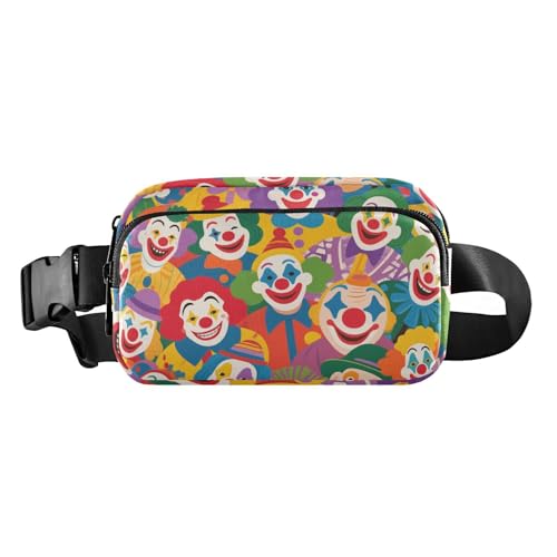 Bunte Cartoon-Umhängetasche mit niedlichem Clown, stilvolle Umhängetasche für Damen, Herren, Teenager, Mini-Crossbody-Tasche mit verstellbarem Riemen für Workout, Laufen, Wandern von tplaotee