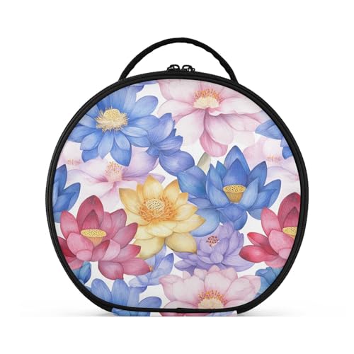 Bunte Reisetasche mit Blumenmotiv, Reisegröße, Zubehör, stilvolle Kulturtasche für Damen, mit verstellbaren Trennwänden, 27,9 cm von tplaotee
