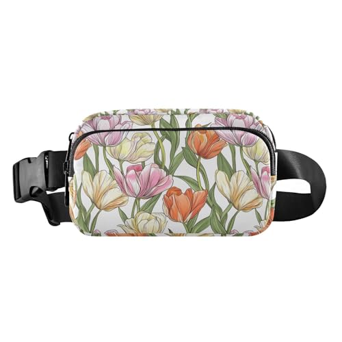 Bunte Ttulipa Gürteltasche mit Sommerblumen, modische Bauchtasche für Damen und Herren, kleine Gürteltasche mit verstellbarem Riemen für Workout, Laufen, Wandern Bunte Ttulipa Gürteltasche mit Sommerblumen, modische Bauchtasche für Damen und Herren, kleine Gürteltasche mit verstellbarem Riemen für Workout, Laufen, Wandern von tplaotee