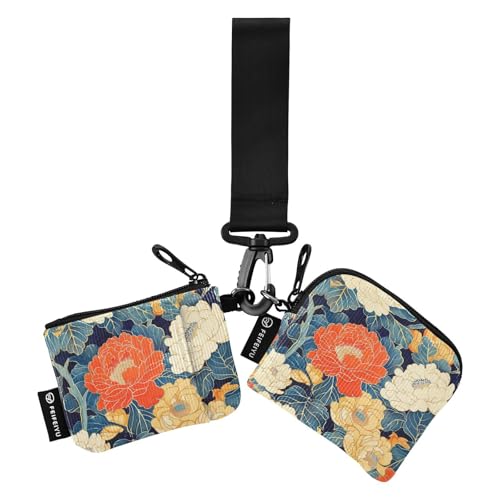 Bunte Wasserlilie Damen Geldbörsen Kartenetuis kompakte Größe Kleingeld Geldbörse Schlüsselhalter mit Reißverschlusstasche für Damen Mädchen 2 Stück, Bunte Seerose, 1 size, Art Deco von tplaotee