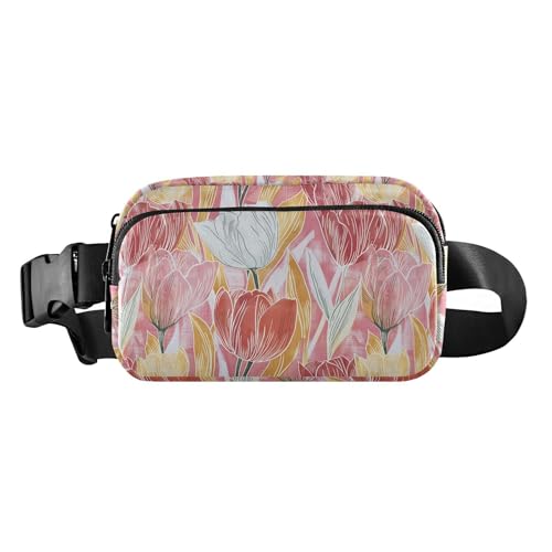 Bunte schöne Blumen, stilvolle Gürteltasche für Damen, Herren, Teenager, Mini-Umhängetasche mit verstellbarem Riemen für Workout, Laufen, Wandern von tplaotee