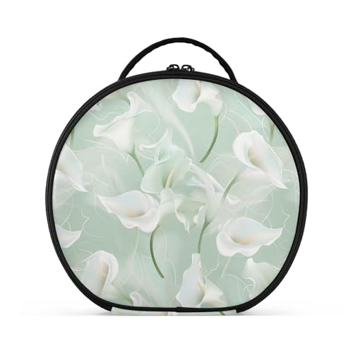 Calla Kosmetiktasche mit Lilienblüten, Pastellfarben, Minzgrün, vertikal, freistehend, tragbare Kosmetiktasche für Damen, mit verstellbaren Trennwänden, 27,9 cm von tplaotee