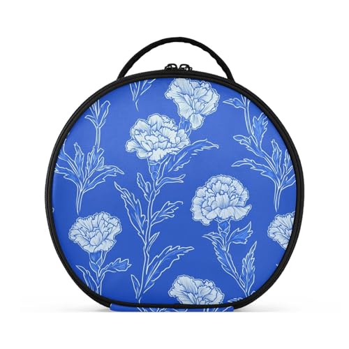 Carnation Glory Kosmetiktasche, vertikal, freistehend, große Kosmetiktasche für Damen, mit verstellbaren Trennwänden, 27,9 cm, Blau von tplaotee