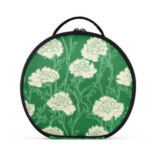 Carnation Make-up-Tasche mit Fächern und Griff, tragbare Tasche für Damen, mit verstellbaren Trennwänden, 27,9 cm, Grasgrün von tplaotee