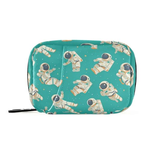 Cartoon-Medizintaschen mit niedlichen weißen Astronauten mit abnehmbaren Fächern, praktische Medikamententasche von tplaotee