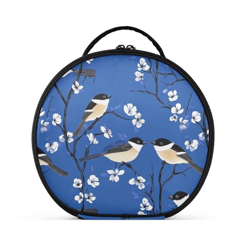 Chic Black Kosmetiktasche mit Kappe, Motiv: Hühnervögel, vertikal, freistehend, große Kosmetiktasche für Damen, mit verstellbaren Trennwänden, 27,9 cm, Königsblau von tplaotee