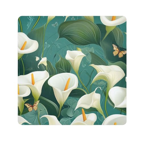 Chic Calla Lilie, tragbarer Make-up-Halter, Stoff, Make-up-Organizer, Wickeltasche, Kameralinse, Tuch, Kosmetik-Organizer für Reisen, Größe 55,1 x 55,1 cm, Türkis von tplaotee