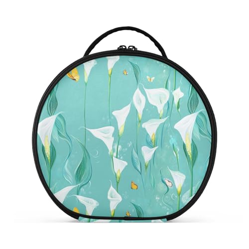 Chic Calla Lilie Reisetasche mit türkisfarbenen Blumen, Reisegröße, Zubehör, Kosmetiktasche für Geldbörse, mit verstellbaren Trennwänden, 27,9 cm von tplaotee