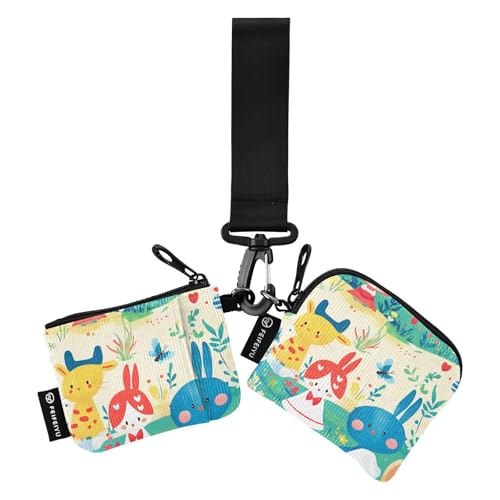 Childish Cartoon Animal Cute Women's Wallets Card Cases Compact Size Zipper Cash Coin Purse with Zipper Coin Pocket for Ladies Girls 2 Packs, Niedliches Cartoon-Tier, 1 size, Art Deco von tplaotee