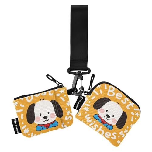 Customized Wishes Caton Lovely White Dog Damen Dual Wallets Busniess Kartenetuis Kompakte Größe Reißverschluss Geldbörse Geldbörse mit Schlüsselanhänger für Damen Mädchen 2 Packungen, Individuelle von tplaotee