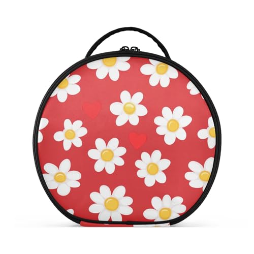 Daisy Crimson Valentinravel-Tasche, Reisegröße, Zubehör, große Kosmetiktasche für Geldbörse mit verstellbaren Trennwänden, 27,9 cm von tplaotee