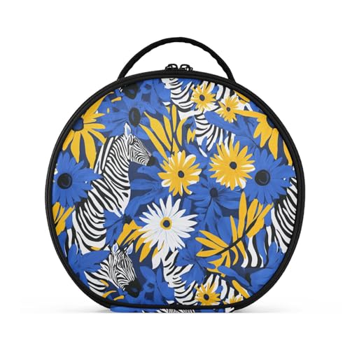 Daisy Kosmetiktasche mit Fächern und Griff, tragbare Kosmetiktasche für Damen, Reisen, mit verstellbaren Trennwänden, 27,9 cm, Königsblau von tplaotee