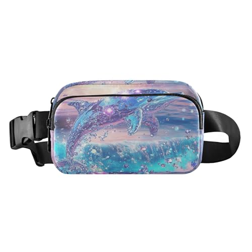 Delphin Lila Mode Hüfttasche Crossbody Tasche für Damen Herren Teenager Kleine Brustgürtel Bauchtasche mit verstellbarem Gurt für Einkaufen Sport Arbeit von tplaotee