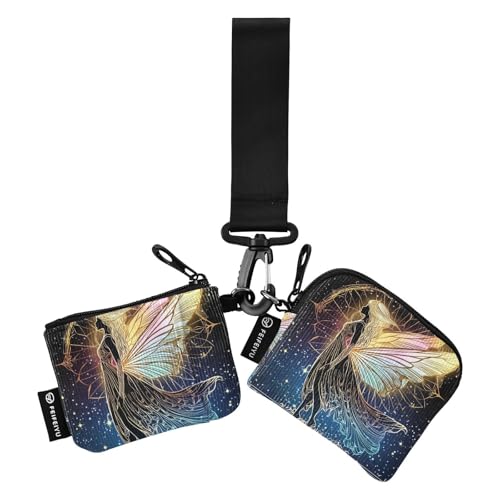 Dreamy Color Tarot Fairy Damen Geldbörse Kartenetuis Kompakte Größe Schlüsselanhänger Geldbörse Wechselgeldbörse mit Handgelenkschlaufe für Männer 2 Packungen, Tarot Fee in verträumter Farbe, 1 size, von tplaotee