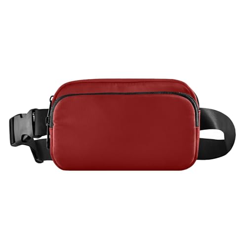 Dunkelrote einfarbige Gürteltasche für Damen und Herren, Mini-Umhängetasche mit verstellbarem Riemen für Radfahren, Wandern, Fitnessstudio von tplaotee