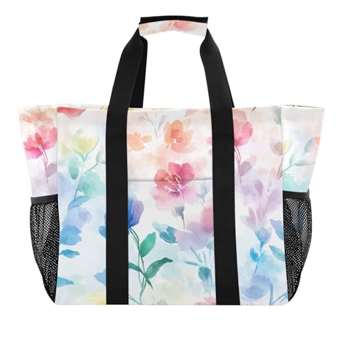 Einkaufstasche, Einkaufstasche, Einkaufstasche, wiederverwendbar, zusammenklappbar, Strandtasche mit Taschen, Segeltuch, Auto-Tragetasche, Rot / Blau von tplaotee