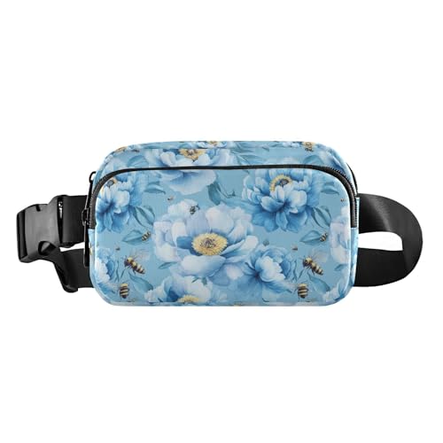 Einzigartige Pfingstrosen-Bauchtasche für Herren und Damen, große Kapazität, Crossbody-Tasche mit verstellbarem Gurt, für Radfahren, Wandern, Fitnessstudio von tplaotee