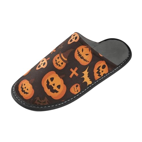 Evil Halloween Kürbis Warme Damen Hausschuhe Weiche Hausschuhe für Frauen Indoor mit Memory-Schaum für Haus, Schlafzimmer, Böser Halloween-Kürbis, 37.5/38 EU von tplaotee