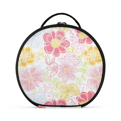 Fresh Spring Kosmetiktasche mit bunten Blumen, Reisegröße, Zubehör, stilvolle Kosmetiktasche für Geldbörse, mit verstellbaren Trennwänden, 27,9 cm von tplaotee