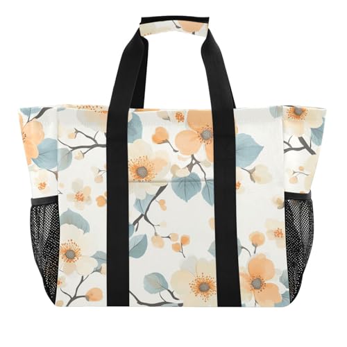 Fresh Style Einkaufstasche mit Kirschblüten-Motiv, wiederverwendbar, faltbar, Strandtasche, sanddicht, Segeltuch, Wäschetasche von tplaotee
