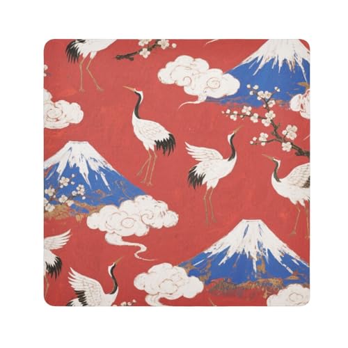 Fuji Make-up-Halter, japanischer Kranichhalter, selbstklebend, Reise-Organizer, Verpackung, Kameralinse, Tuch für Toilettenartikel, Größe 55,1 x 55,1 cm, Weiß von tplaotee