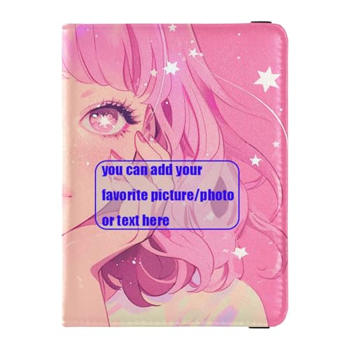Glitzernde Reisepasshülle für Impfausweis, Anime-Mädchen, personalisierbar, Leder, mit RFID-Blockierung, leicht, Glitzerndes Baby Pfirsich Anime Girl, 1 size von tplaotee