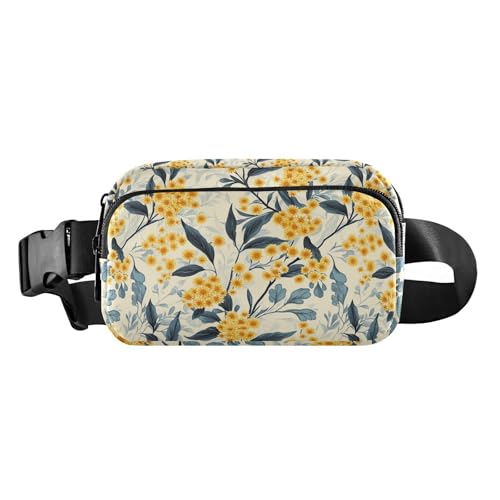 Goldene Flechtblumen-Umhängetasche, modische Umhängetasche, Hüfttaschen für Damen, Herren, Teenager, kleiner Brustgürtel, Bauchtasche mit verstellbarem Gurt für Einkaufen, Sport, Arbeit von tplaotee