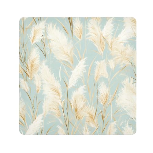 Goldenes Pampasgras hellblau Aquarellmalerei Stil selbstklebende Make-up-Tasche Tuch Kulturbeutel Organizer Reiseverpackung Kamera Objektiv Tuch Wrapper Kosmetik Organizer für Reisen Größe 55,1 x 55,1 von tplaotee