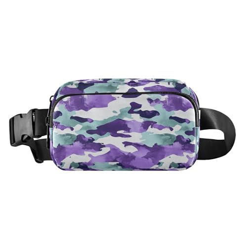 Gürteltasche für Damen und Herren, wasserdicht, mit verstellbarem Gurt, für Reisen, Laufen, Wandern, Camouflage, Violett / Camouflage von tplaotee