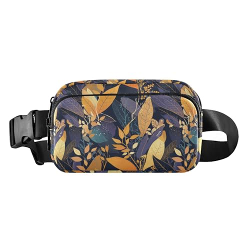 Gürteltasche mit buntem Blättermuster, modisch, für Damen, Herren, Teenager, wasserabweisend, Umhängetasche mit verstellbarem Gurt, für Radfahren, Wandern, Fitnessstudio von tplaotee