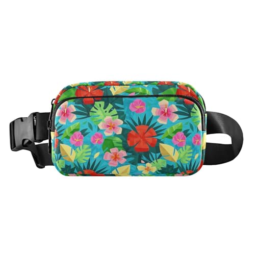 Gürteltasche mit geometrischem abstraktem Blumenblatt, blau, Sommer, modische Hüfttasche für Damen, Herren, Teenager, Mini-Laufgürteltasche, Hüfttasche mit verstellbarem Riemen für Shopping, Sport von tplaotee