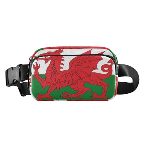 Gürteltasche mit walisischer Flagge und walisischem Drachen, trendige Bauchtasche für Damen, Herren, Teenager, wasserabweisend, Crossbody-Gürteltasche mit verstellbarem Riemen für Reisen, Laufen von tplaotee