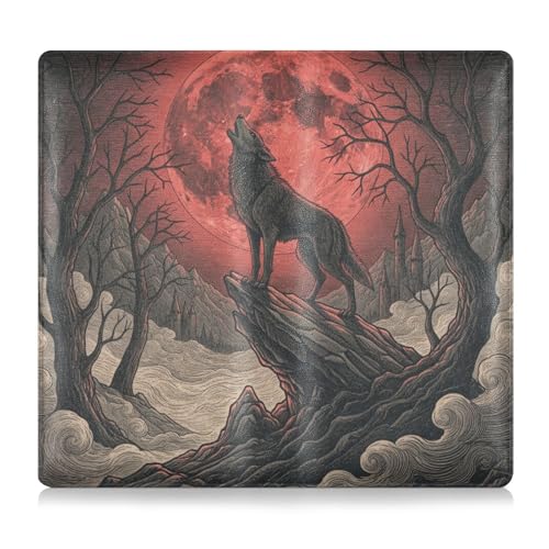 Halloween Gothic Wolf Blood Moon PU Leder Auto Registrierung & Versicherung Kartenhalter Essential Wallet Case für Führerschein, Karten und wichtige Dokumente von tplaotee