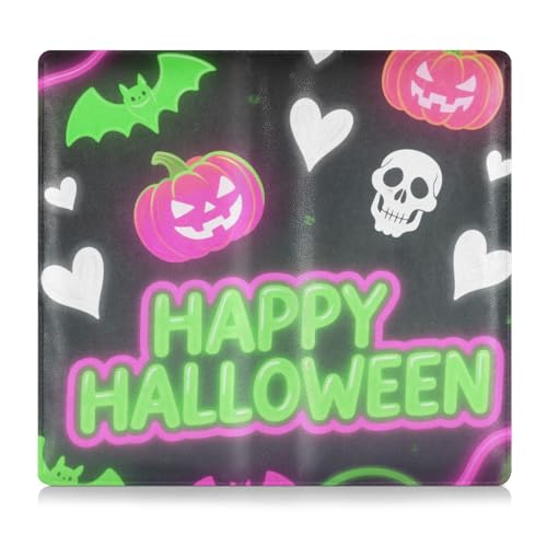 Halloween Heart Pumpkin Neon Green Pink Leather Car Insurance and Registration Card Holder Essential Wallet Case for ID, Driver's License, Key Contact Information Cards von tplaotee